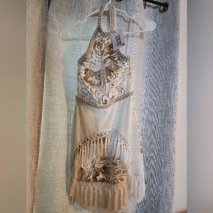 12th tribe white and gold dress